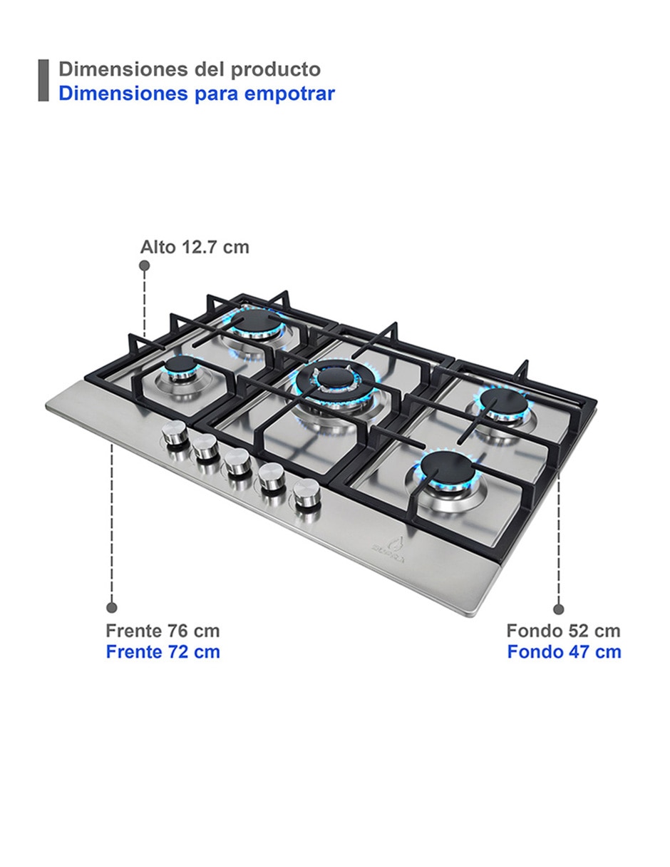 Parrilla a gas lp empotrable 6