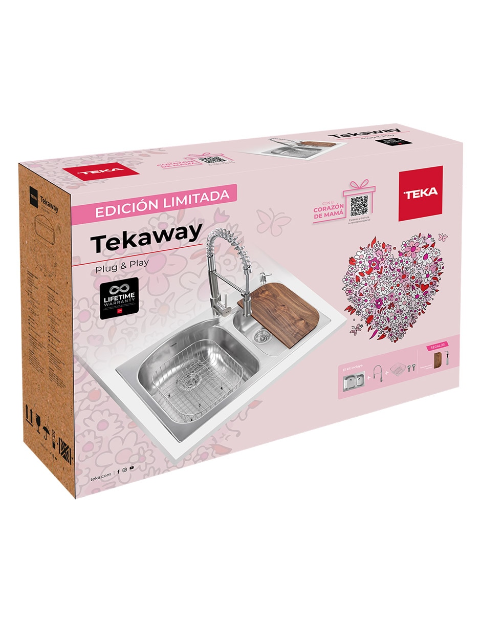 Tarja de acero inoxidable con escurridor izquierdo TEKAWAYDM33.22.2CMD 2