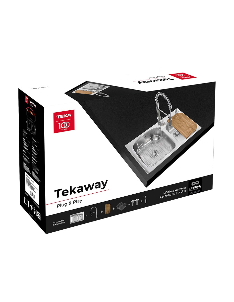 Tarja de acero inoxidable con escurridor izquierdo TEKAWAYDM33.22.2CMD 5