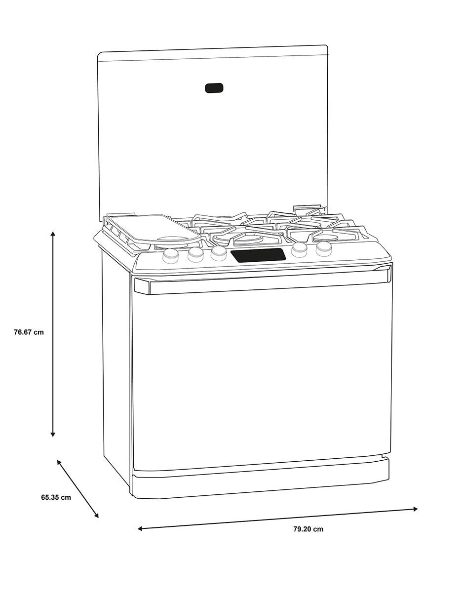 Estufa empotrable a Gas LP 79.2 cm IO8094GETSS0 de 5 quemadores 10