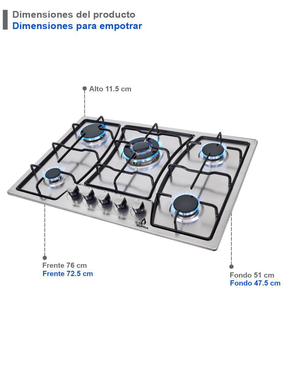 Parrilla a gas lp empotrable 6