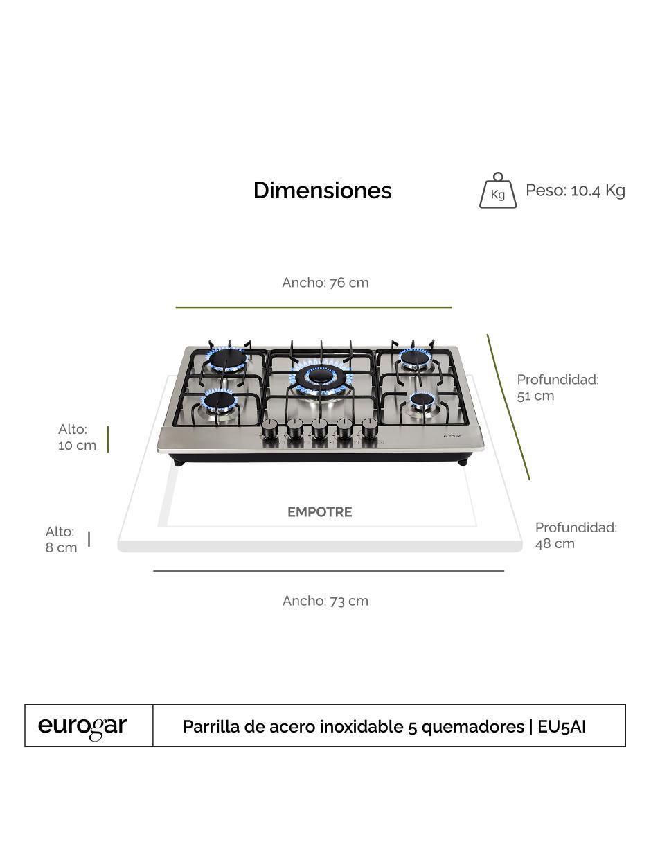 Parrilla a gas lp empotrable multigas 5