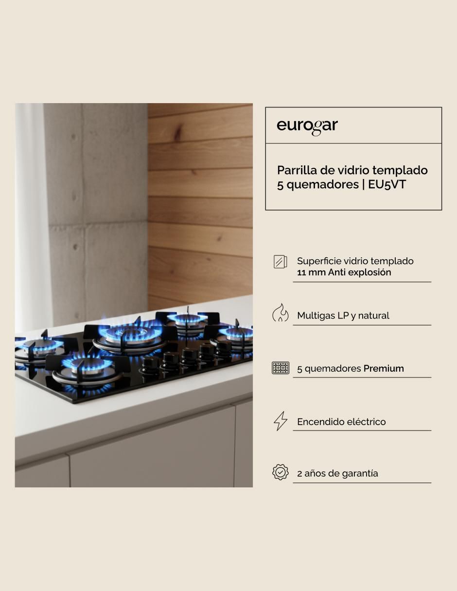 Parrilla a gas LP empotrable Multigas 2