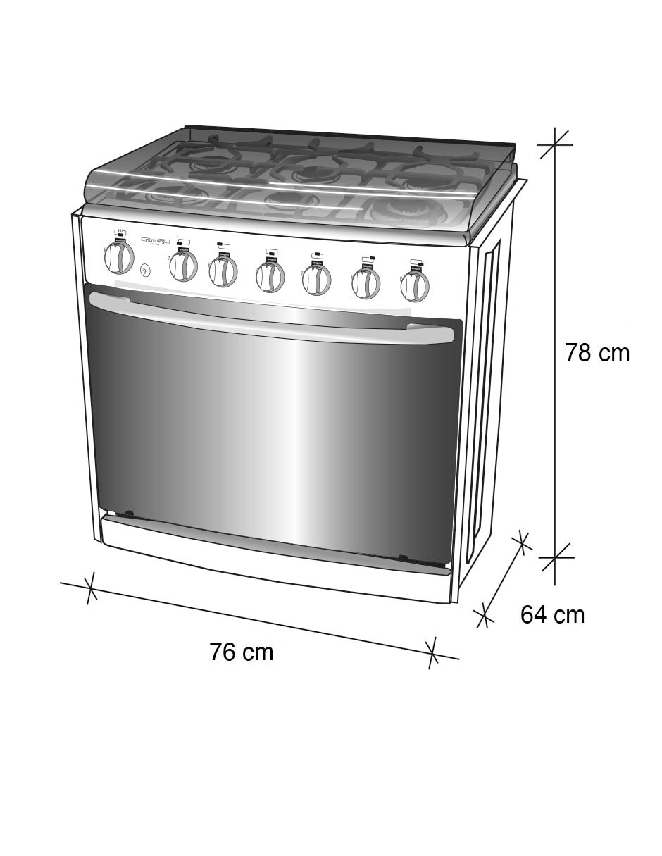 Estufa empotrable a gas natural/lp 76 cm KZ.EST.TOULUSE.FRYER. de 6 quemadores 2