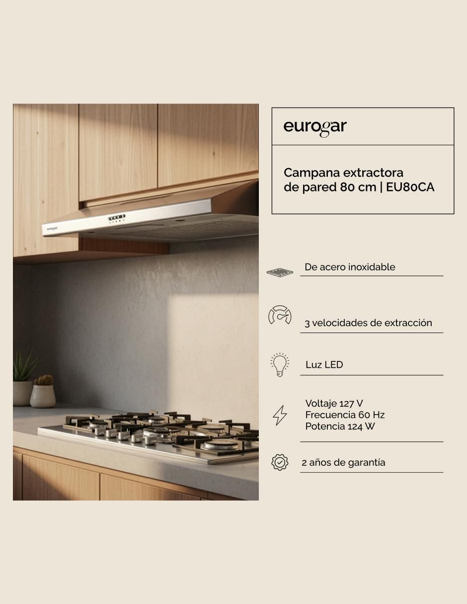Campana de pared EU80CA de acero inoxidable 2