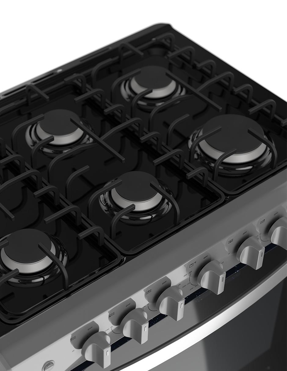 Estufa empotrable a Gas LP 76 cm WER2000B de 6 quemadores 5