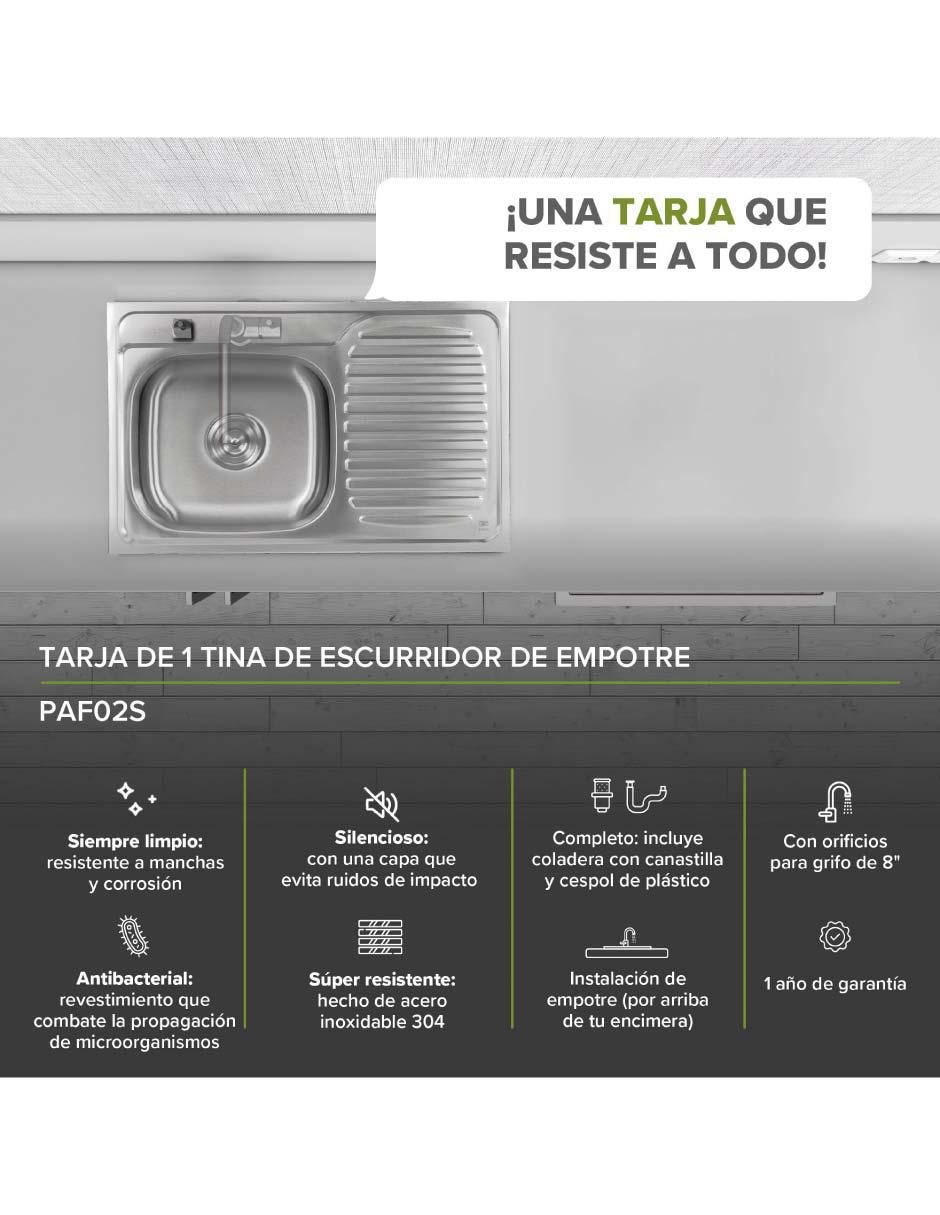 Tarja de acero inoxidable con escurridor derecho PAF02S 2