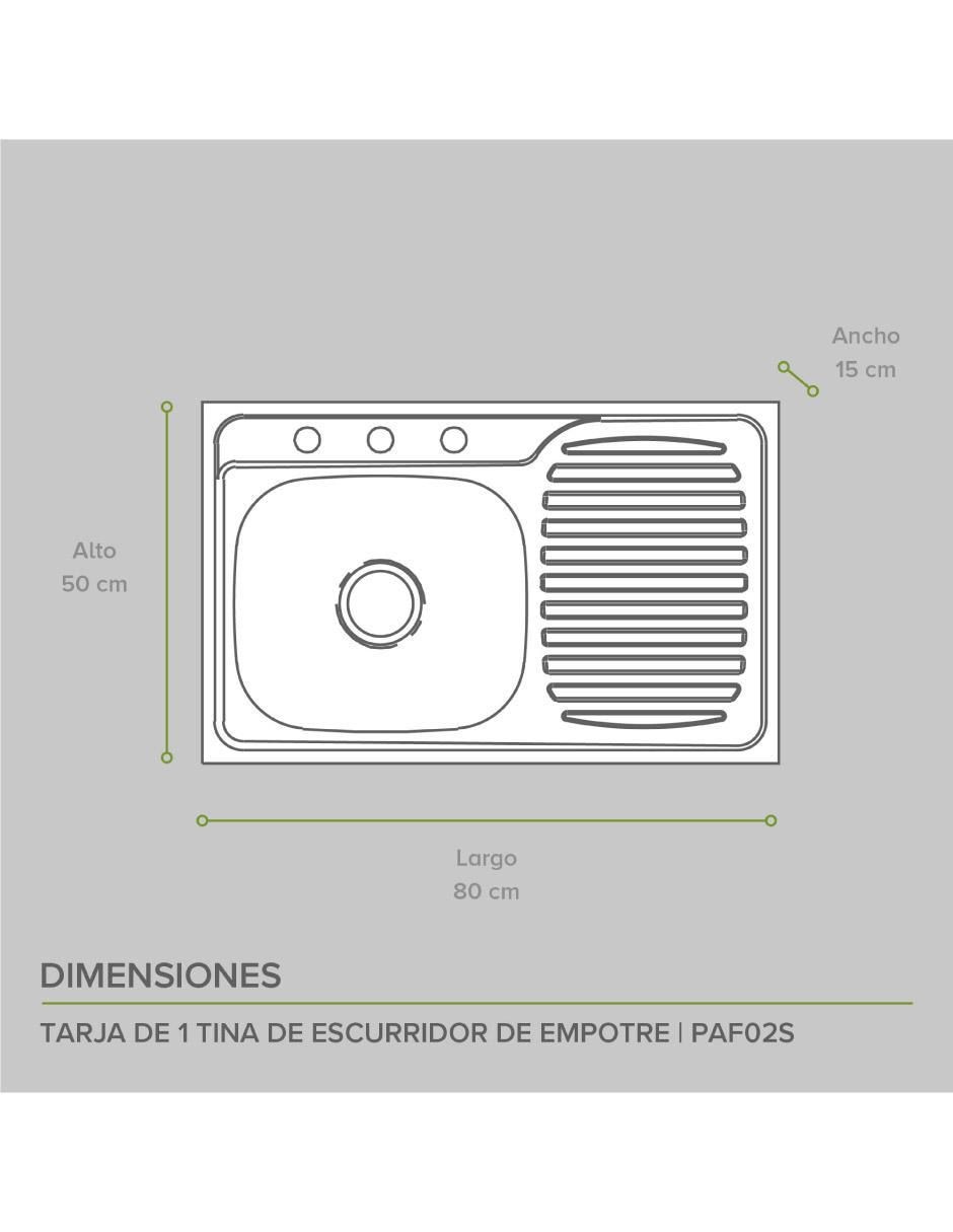Tarja de acero inoxidable con escurridor derecho PAF02S 10