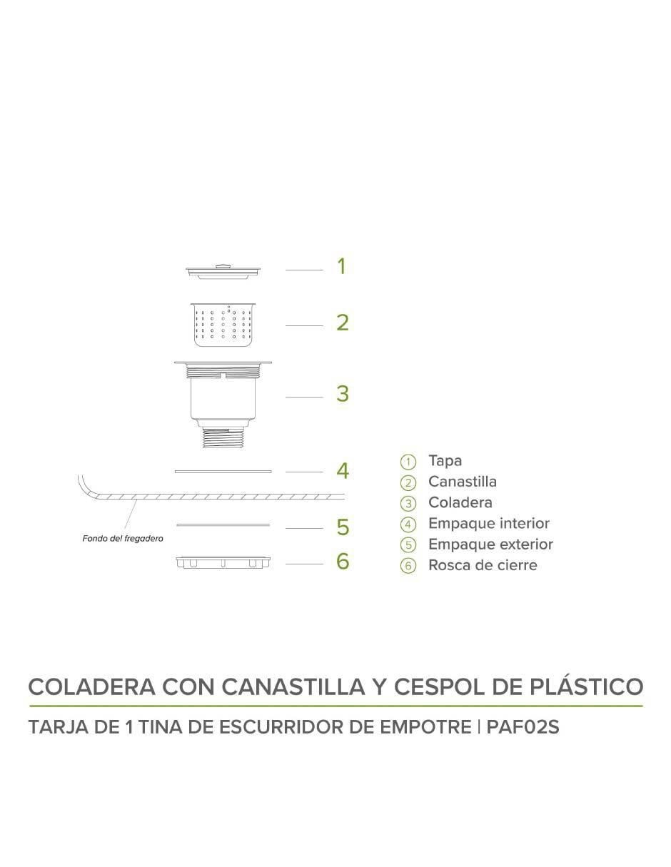 Tarja de acero inoxidable con escurridor derecho PAF02S 4