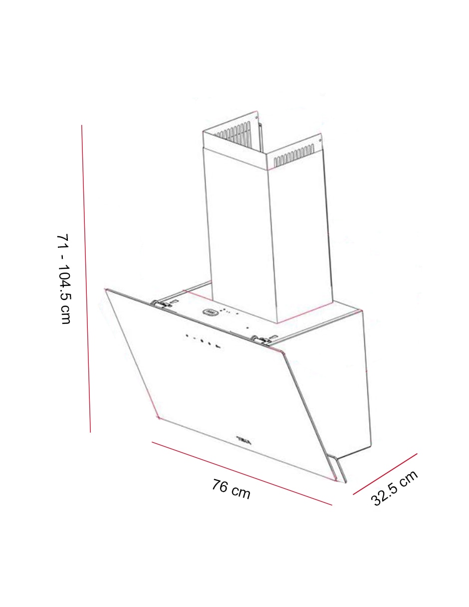 Campana de pared DVN 84030 TCL BK de cristal templado 6
