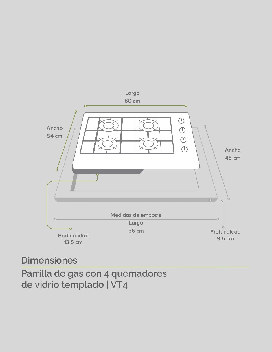 Parrilla a gas lp empotrable 13