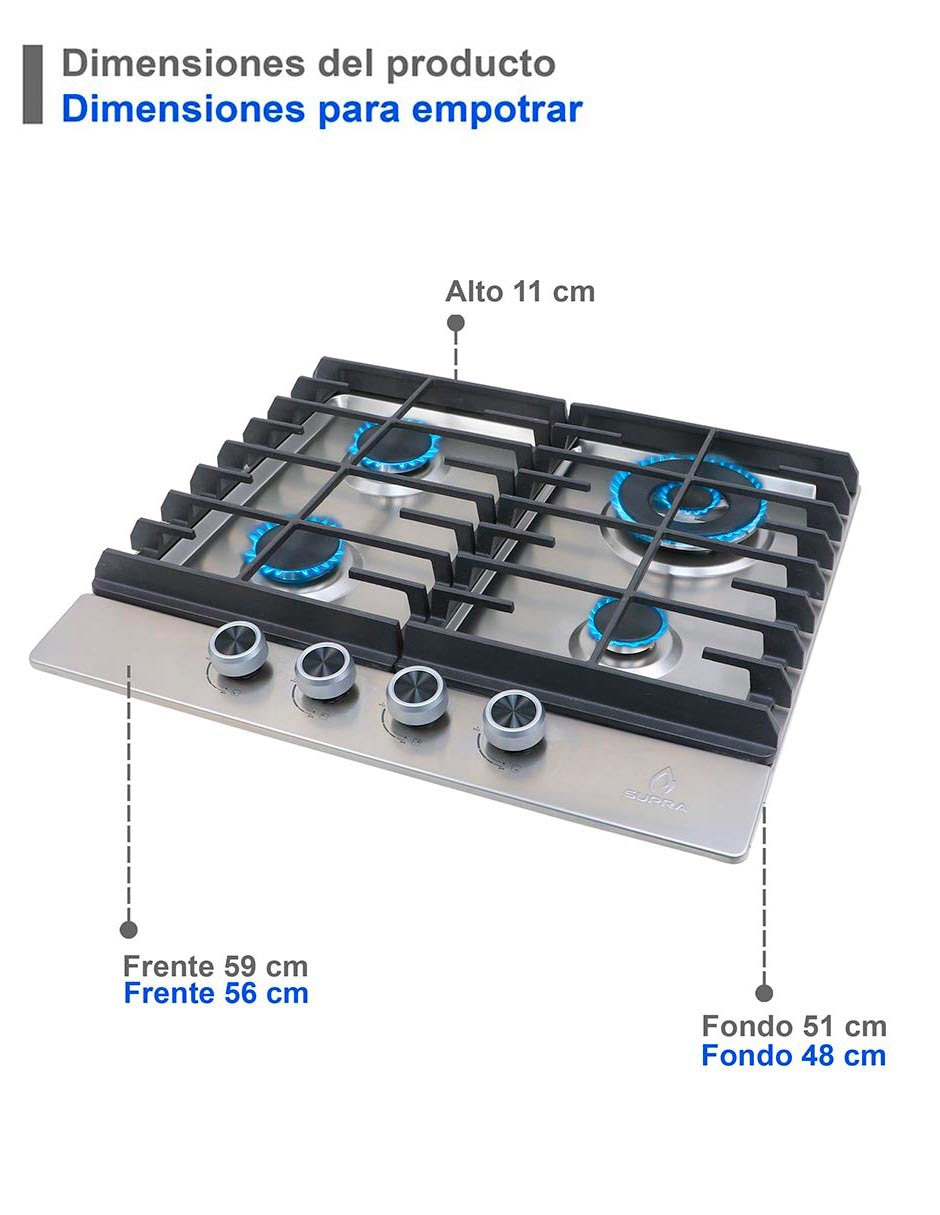 Parrilla a gas lp empotrable 7