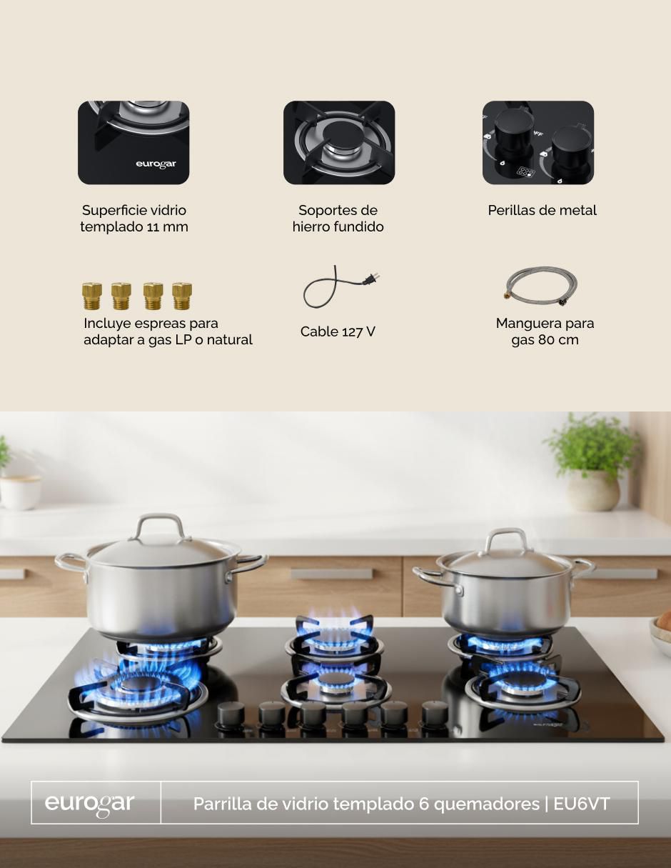 Parrilla a gas lp empotrable 3