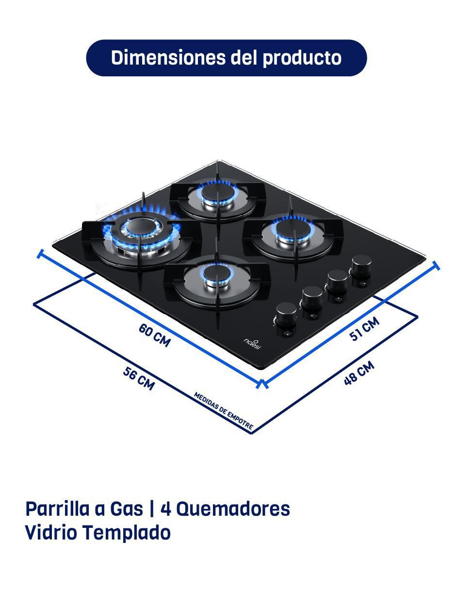 Parrilla a gas lp empotrable 6