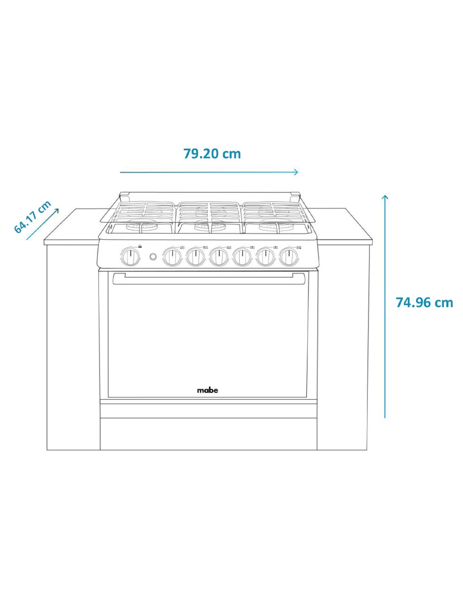 Estufa empotrable a gas LP 80 cm XOC80800CBS0 de 5 quemadores 13
