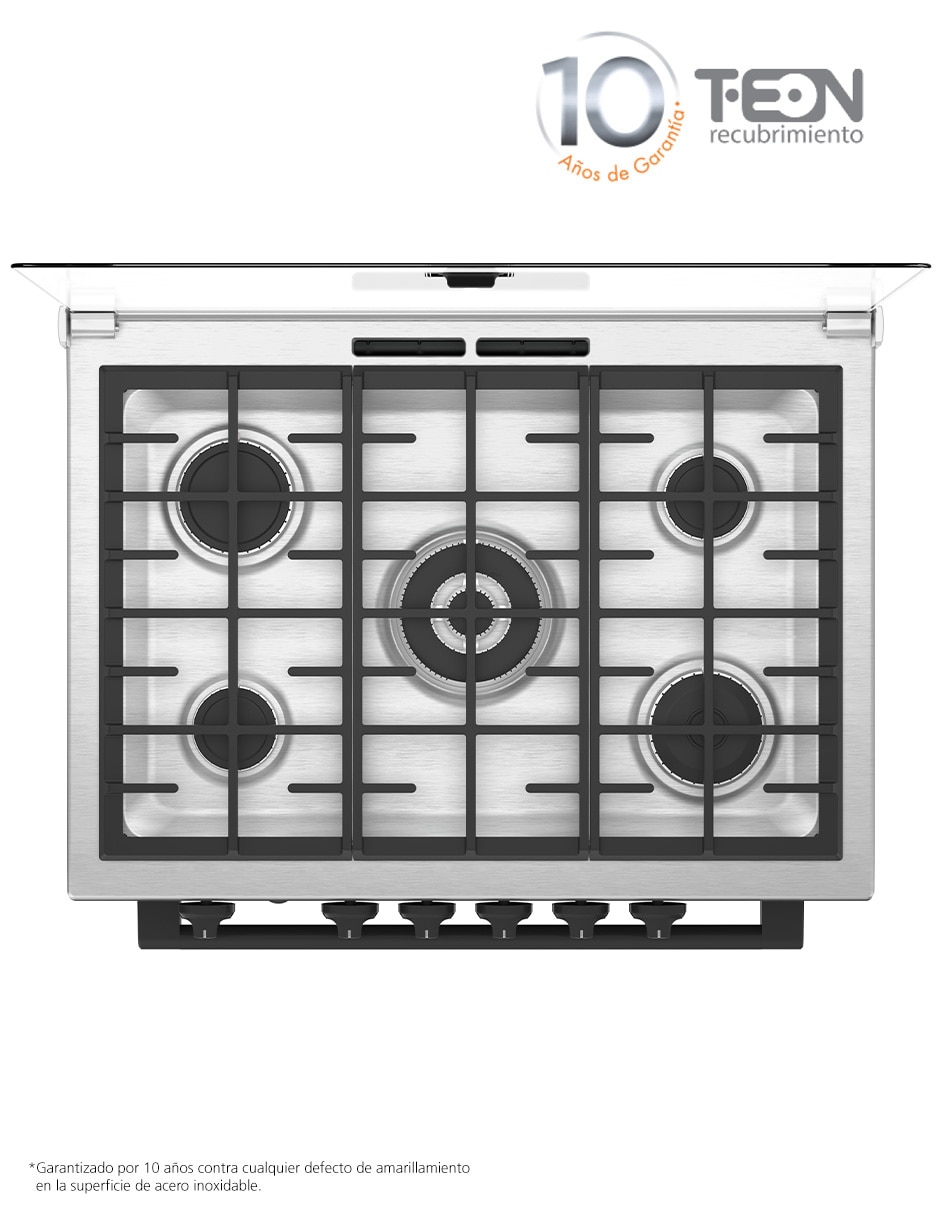 Estufa empotrable a gas LP 80 cm XOC80800CBS0 de 5 quemadores 4
