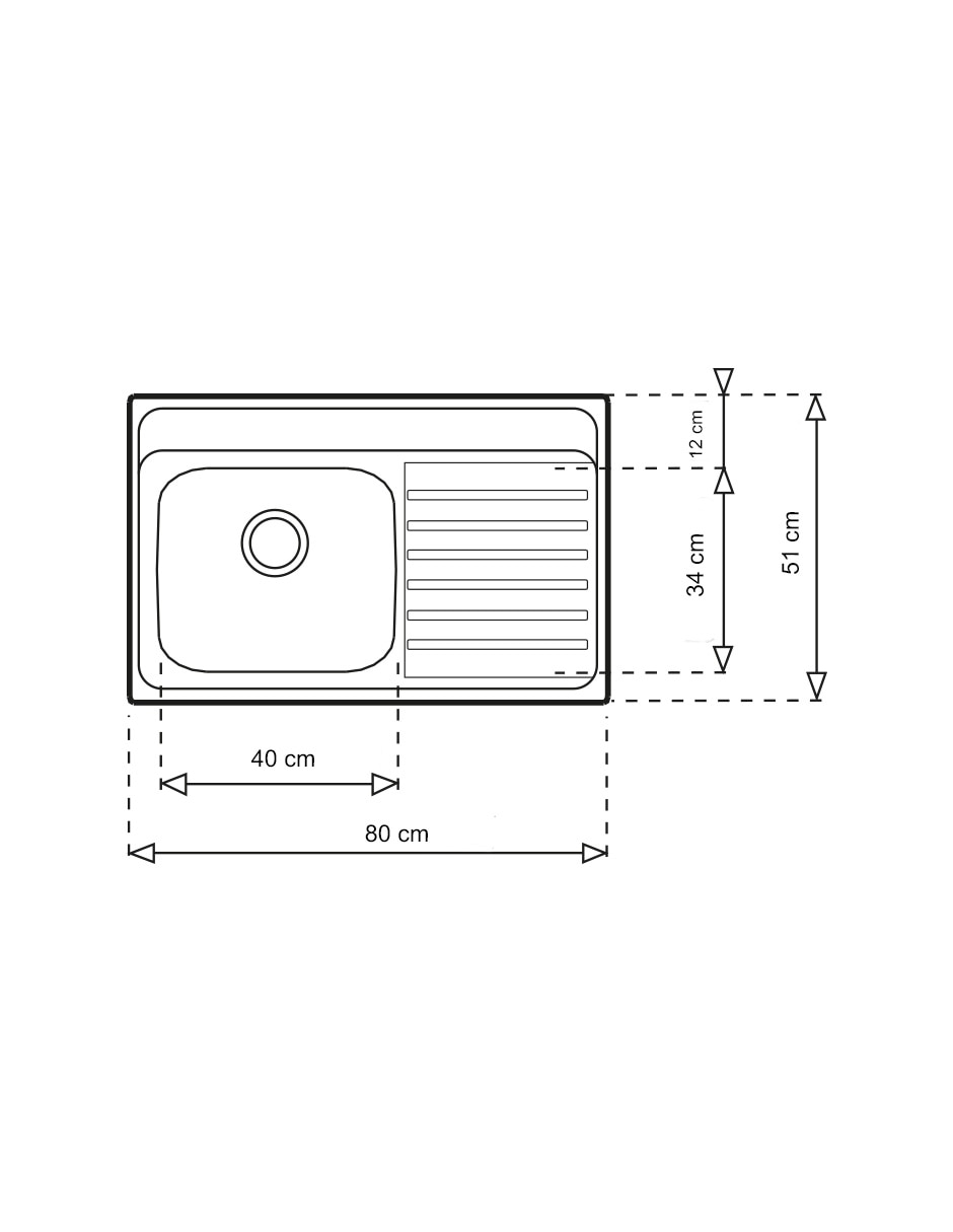 Tarja de acero inoxidable con escurridor derecho TEKAWAY800.5101C1EDMNI 7