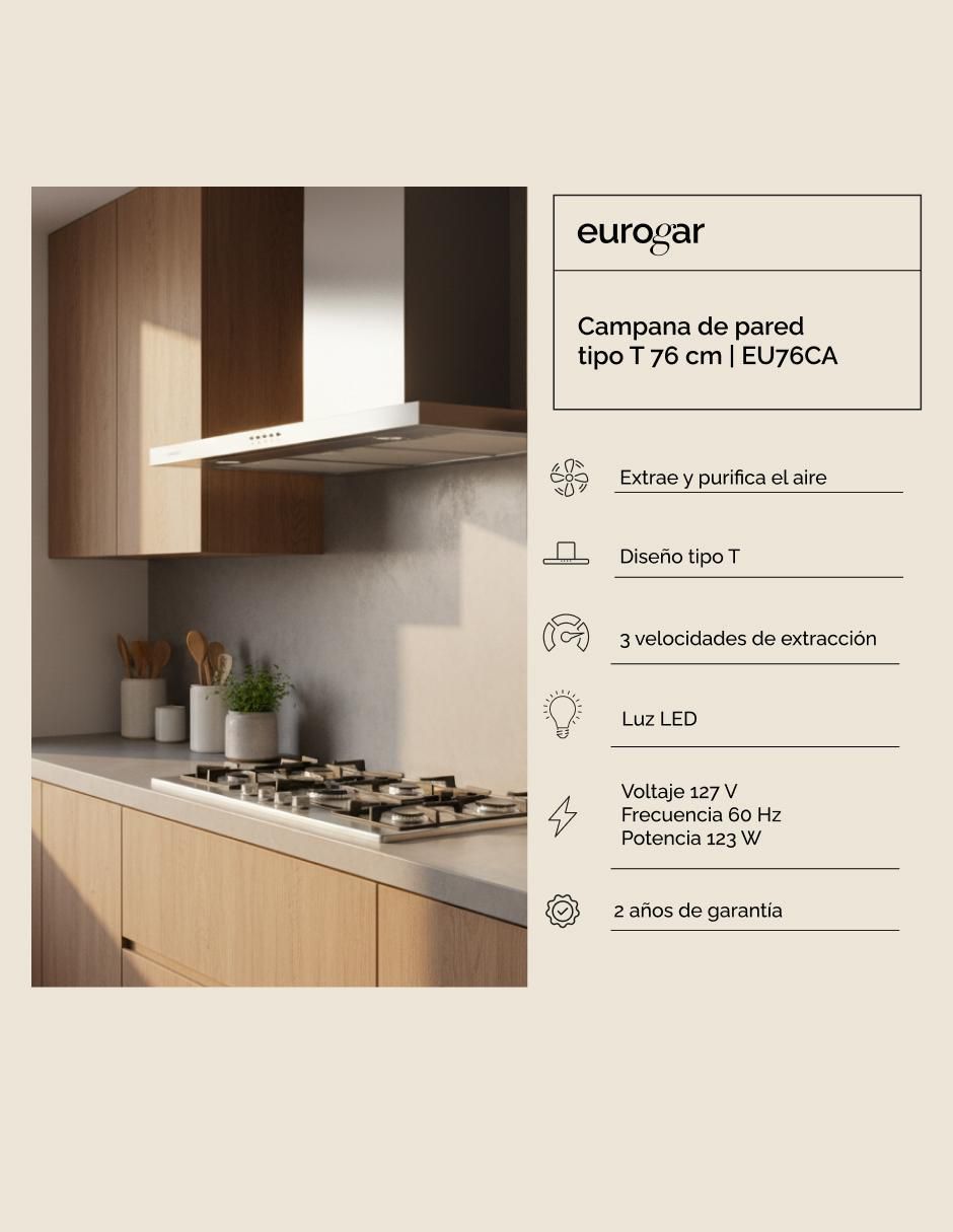 Campana de pared EU76CA de acero inoxidable 1