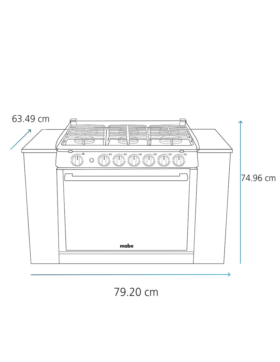 Estufa empotrable  79.20 cm XOC80790CMPUV80 de 6 quemadores 16