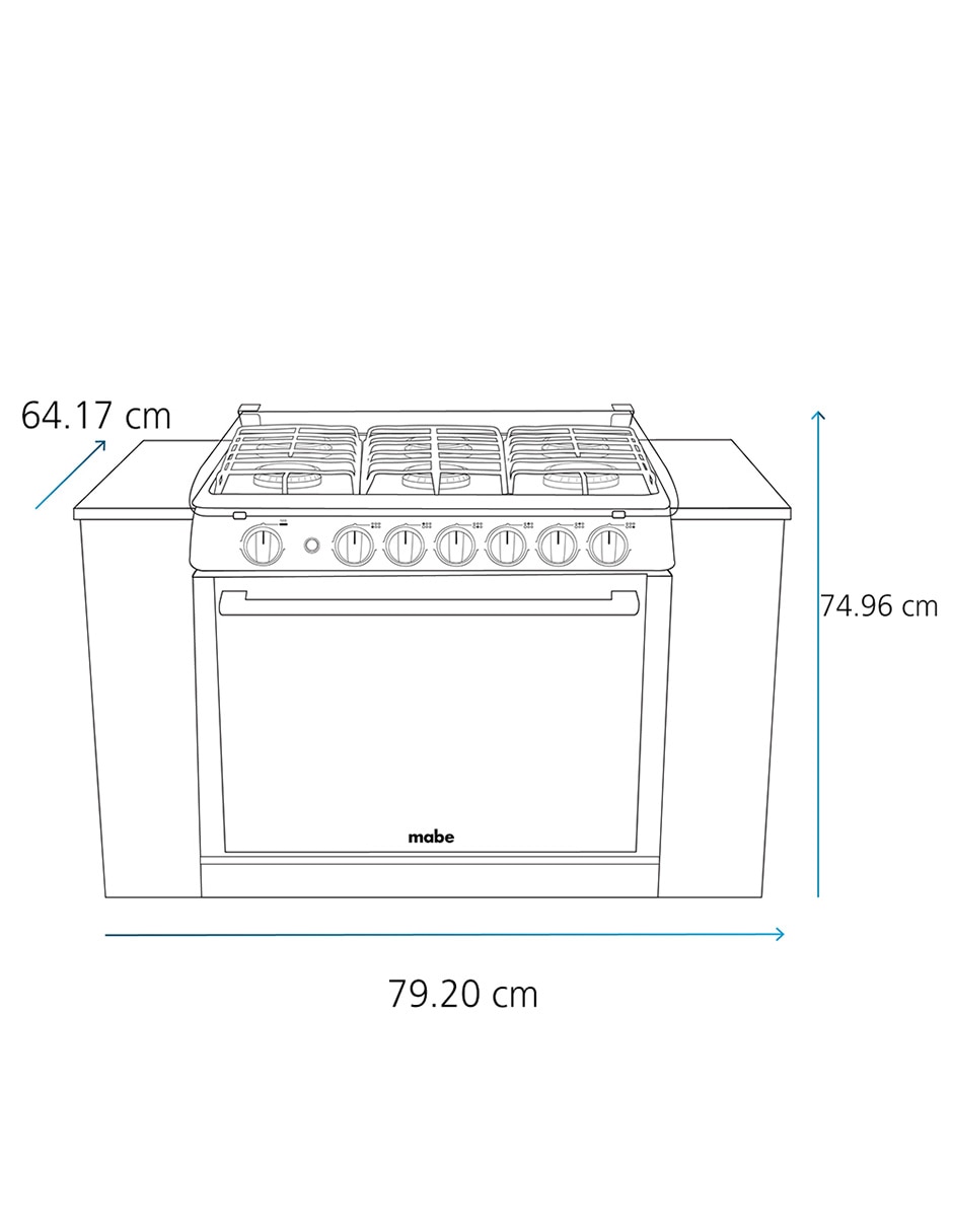 Estufa empotrable a Gas LP 79.20 cm MA0C805003CMP80 de 6 quemadores 18