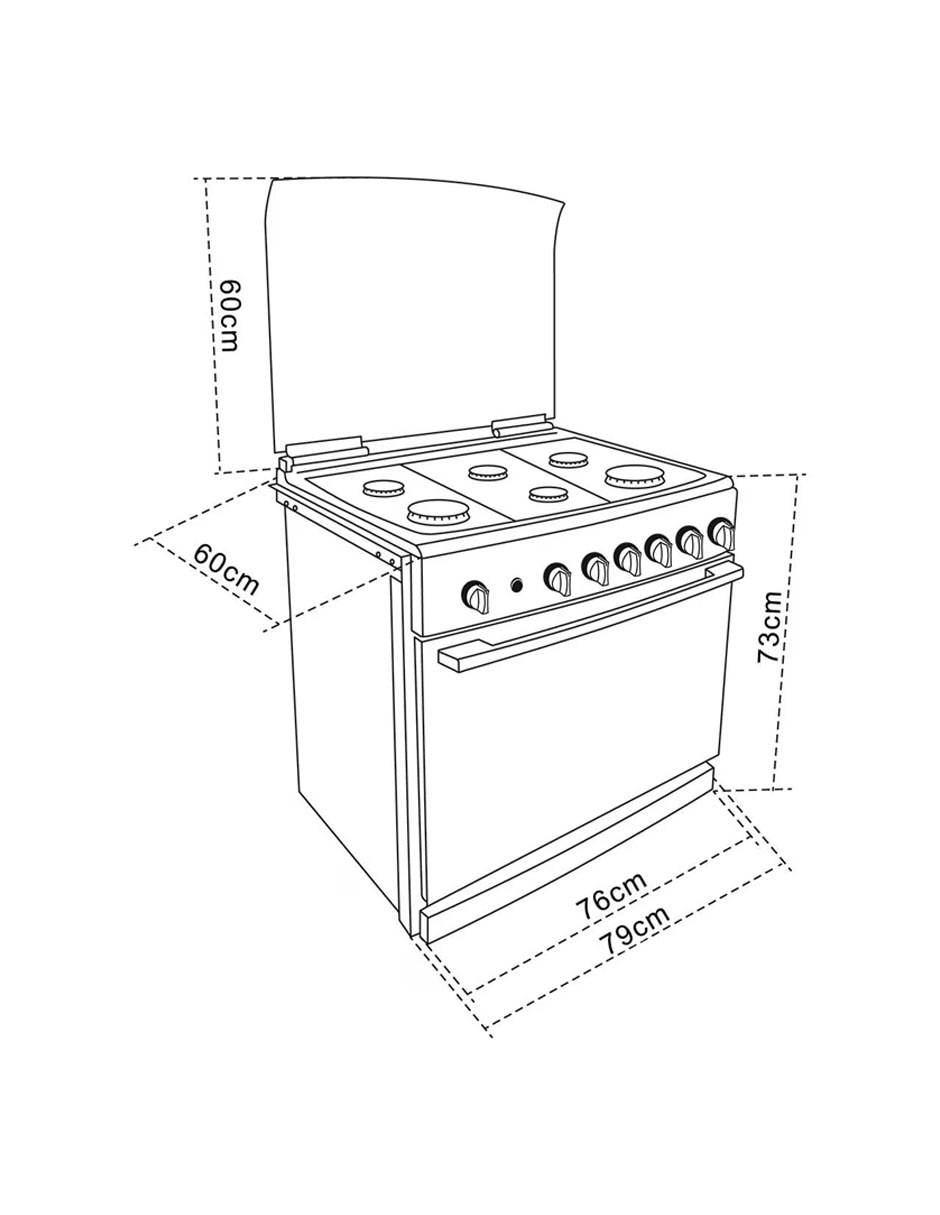 Combo estufa empotrable a Gas natural/lp Estufa 79 cm; Campana 76 cm; Microondas 51.3 cm EMGG8660+MWG11X+TMX76 de 6 quemadores + Campana 11