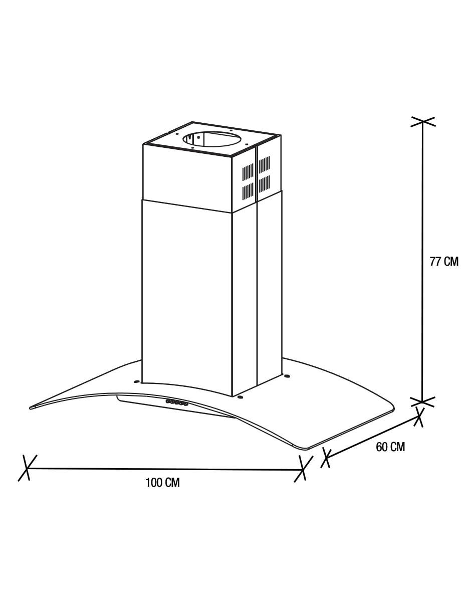 Campana de isla CMK-100IN de acero inoxidable 2