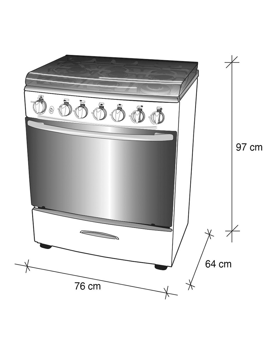 Combo Estufa empotrable a 76 cm 
EE-6131 MD+CAMP REG de 6 quemadores 2