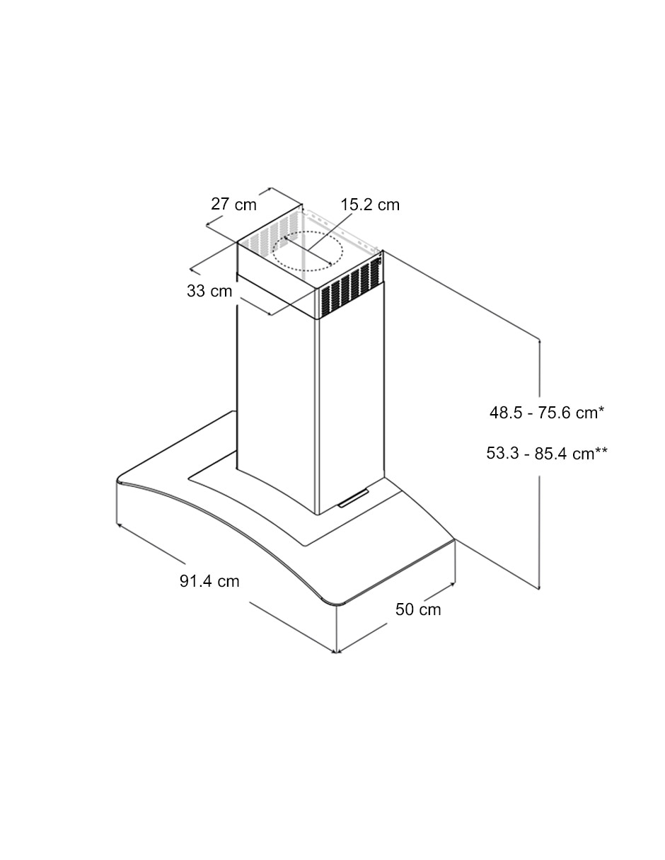 Campana de pared NC 95610 KCL de acero inoxidable 6