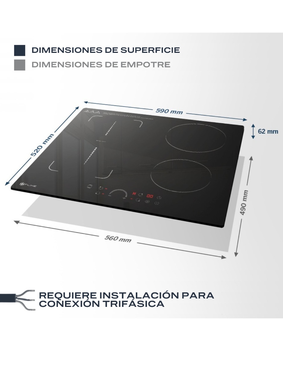 Parrilla a inducción empotrable belfast 9