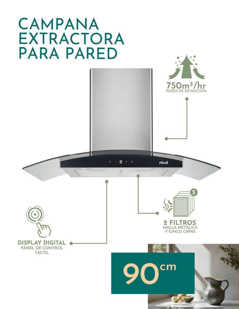 Campana de pared CAMP-XCT90 de acero inoxidable 3
