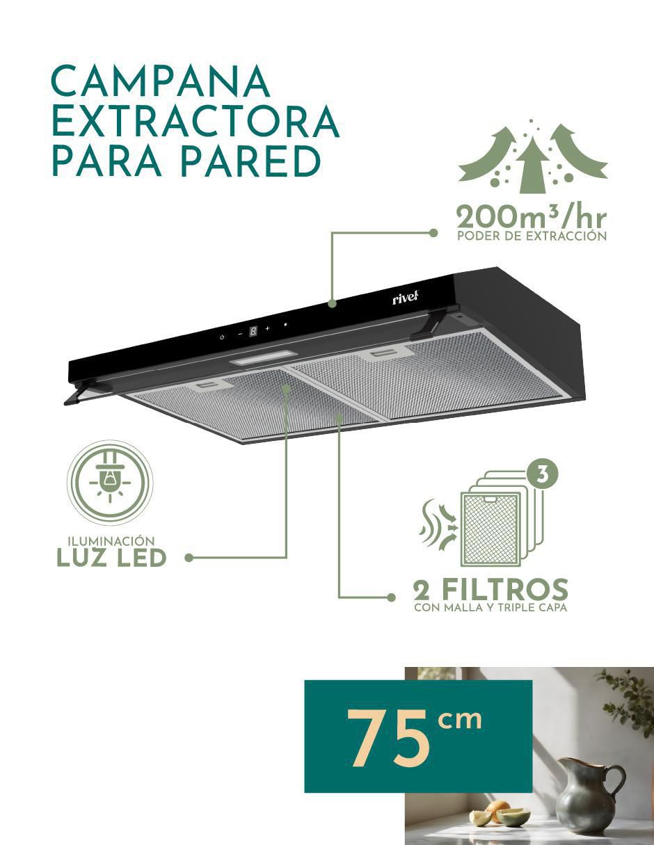 Campana de pared CAMP-NGT75 de acero inoxidable 3