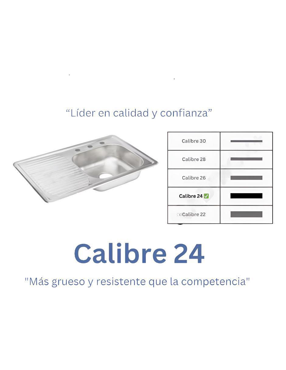 Tarja de acero inoxidable con escurridor izquierdo XTLLAR2426 2
