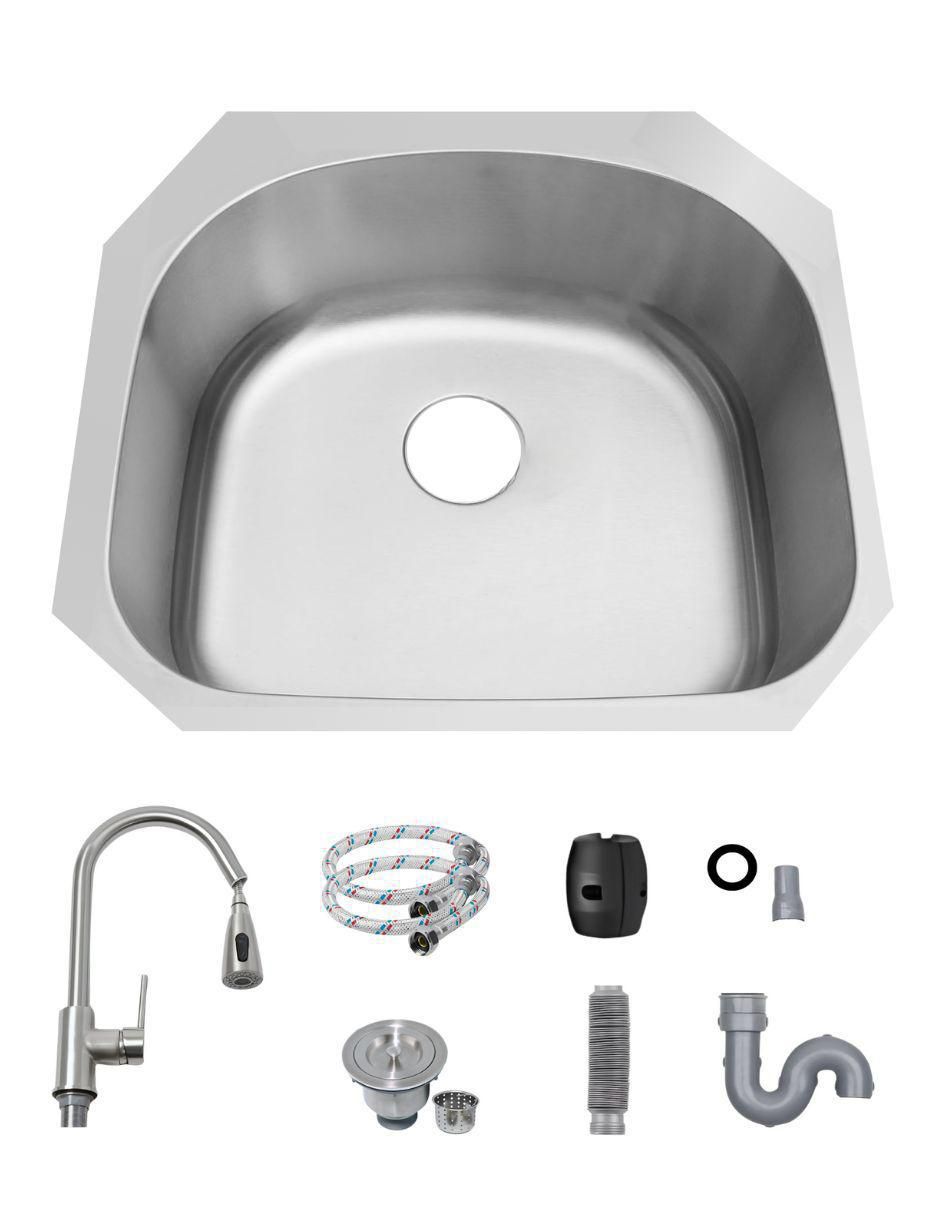 Fregadero de acero inoxidable ch. plata y kit