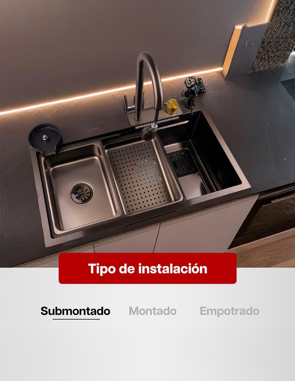 Tarja de acero inoxidable con escurridor derecho 5