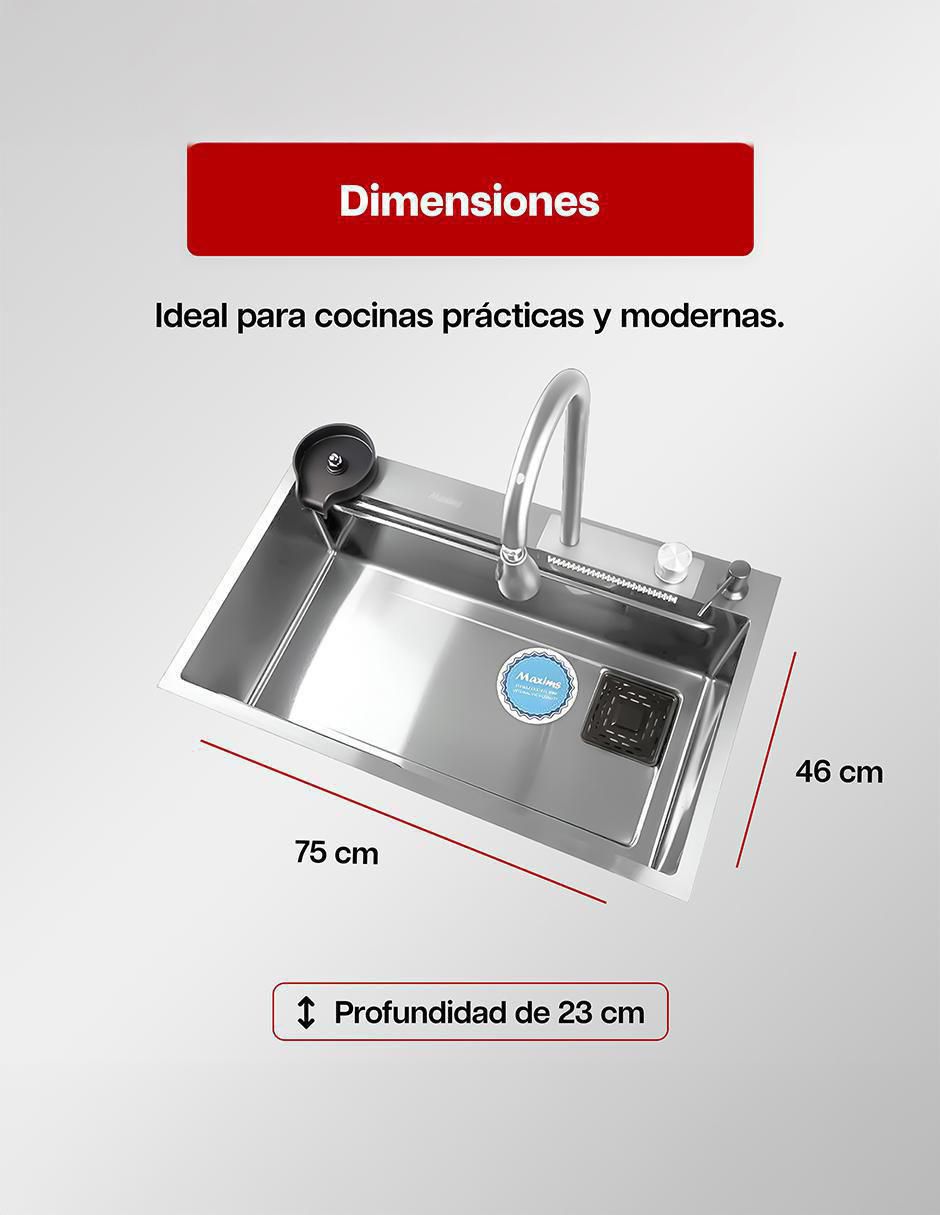 Fregadero de acero inoxidable Maxims con escurridor derecho tarja kit maxims