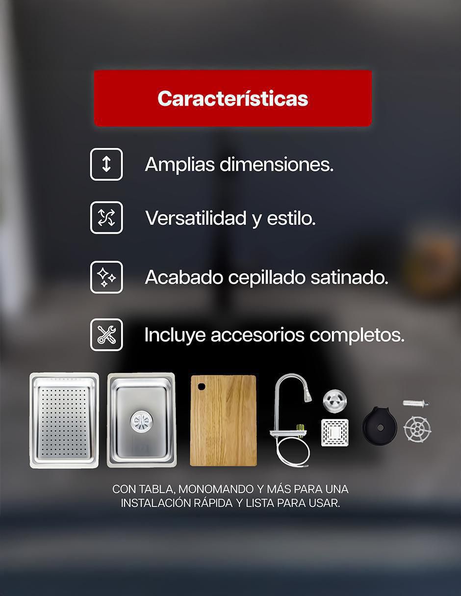 Fregadero de acero inoxidable Maxims con escurridor derecho tarja kit maxims