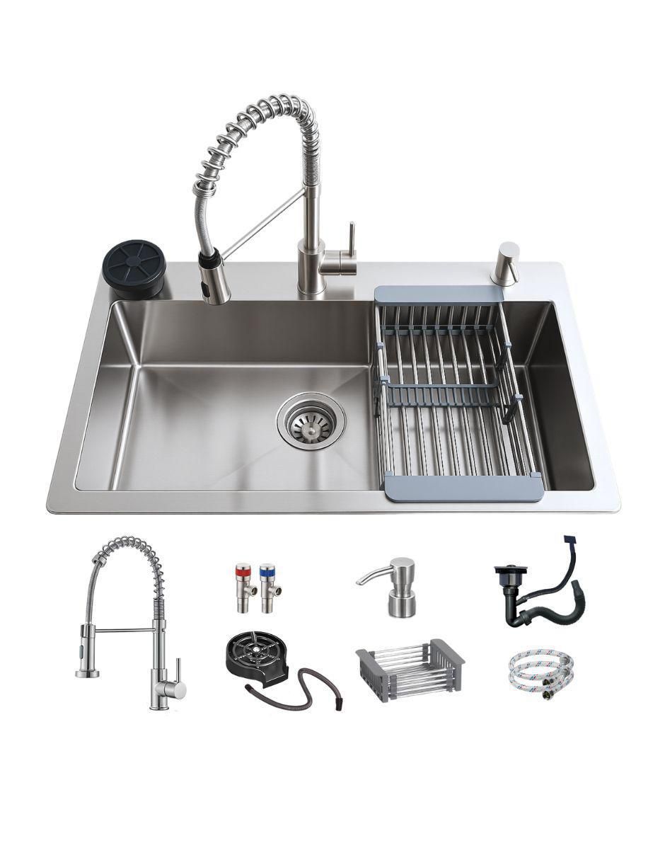 Fregadero de acero inoxidable con escurridor incluye tarja Meer Kit
