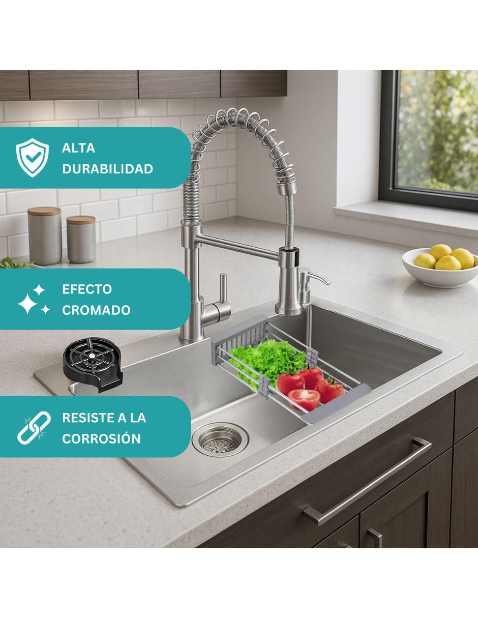 Fregadero de acero inoxidable con escurridor incluye tarja Meer Kit 3
