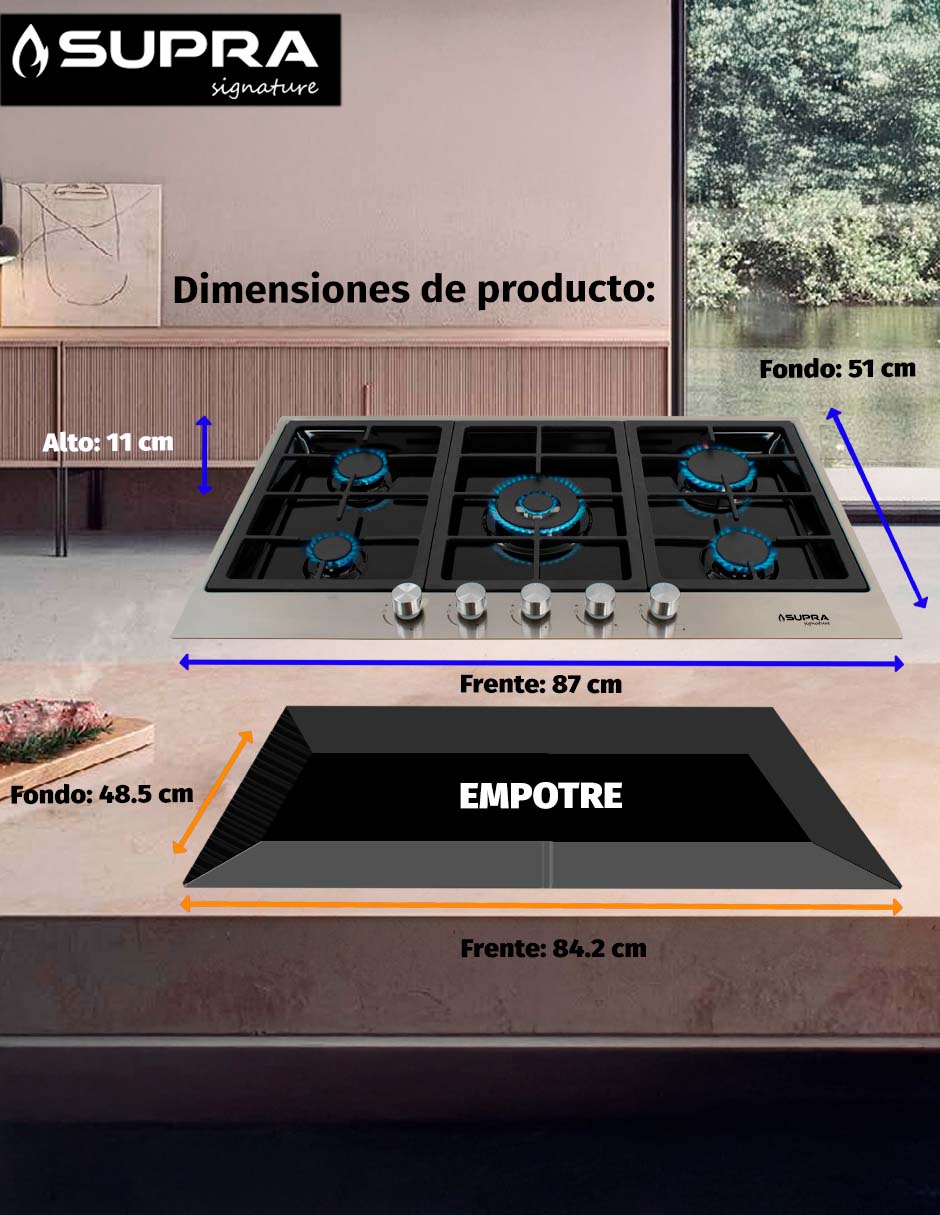 Parrilla a gas lp empotrable 8