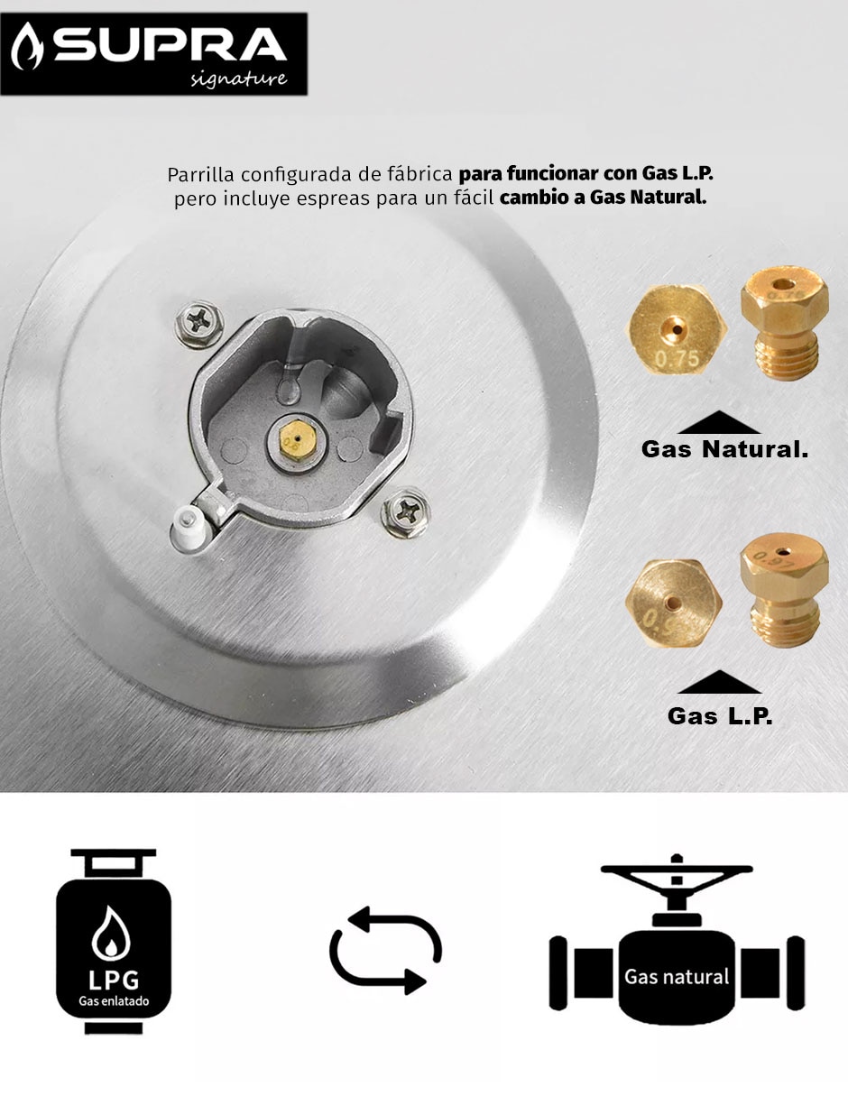 Parrilla a gas lp empotrable 5