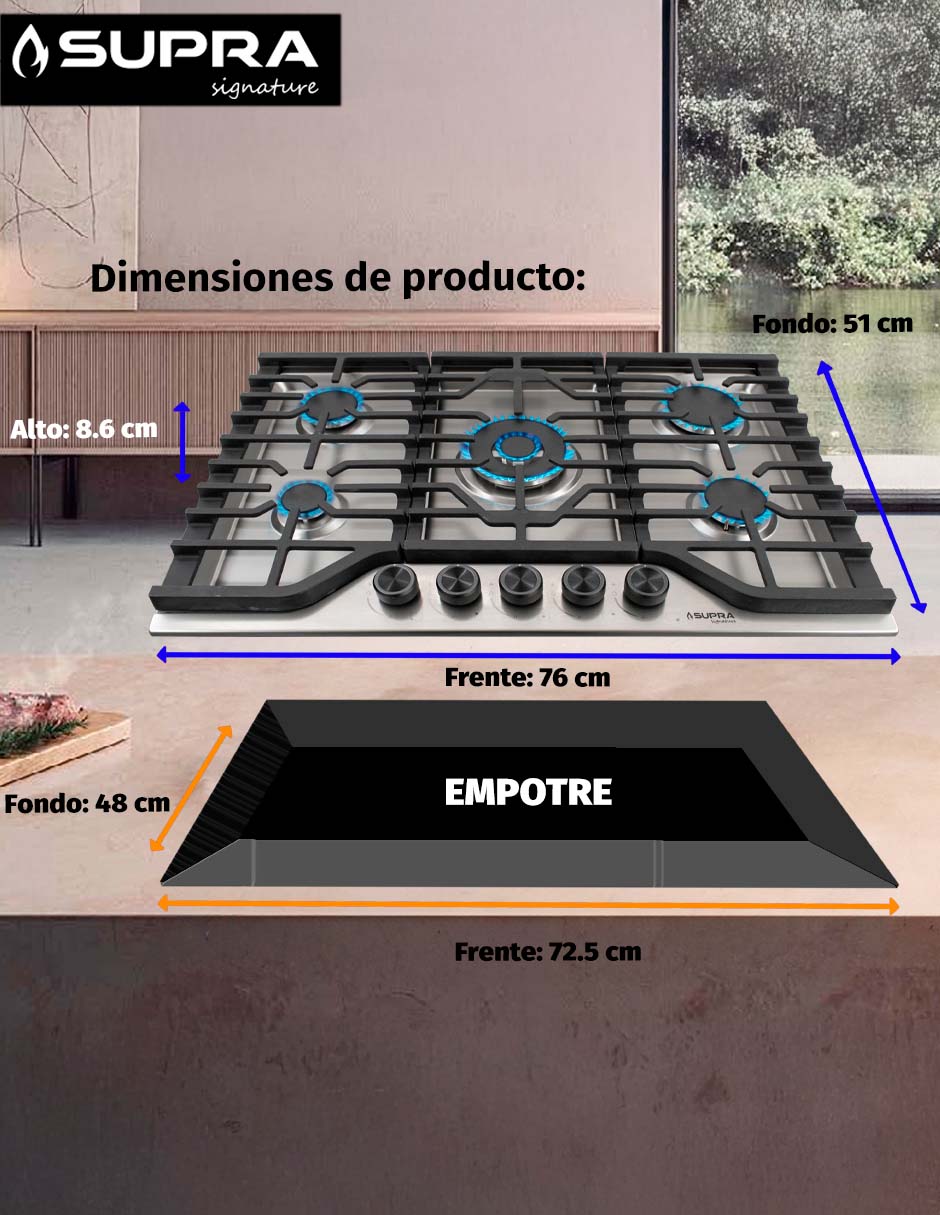 Parrilla a gas lp empotrable 6