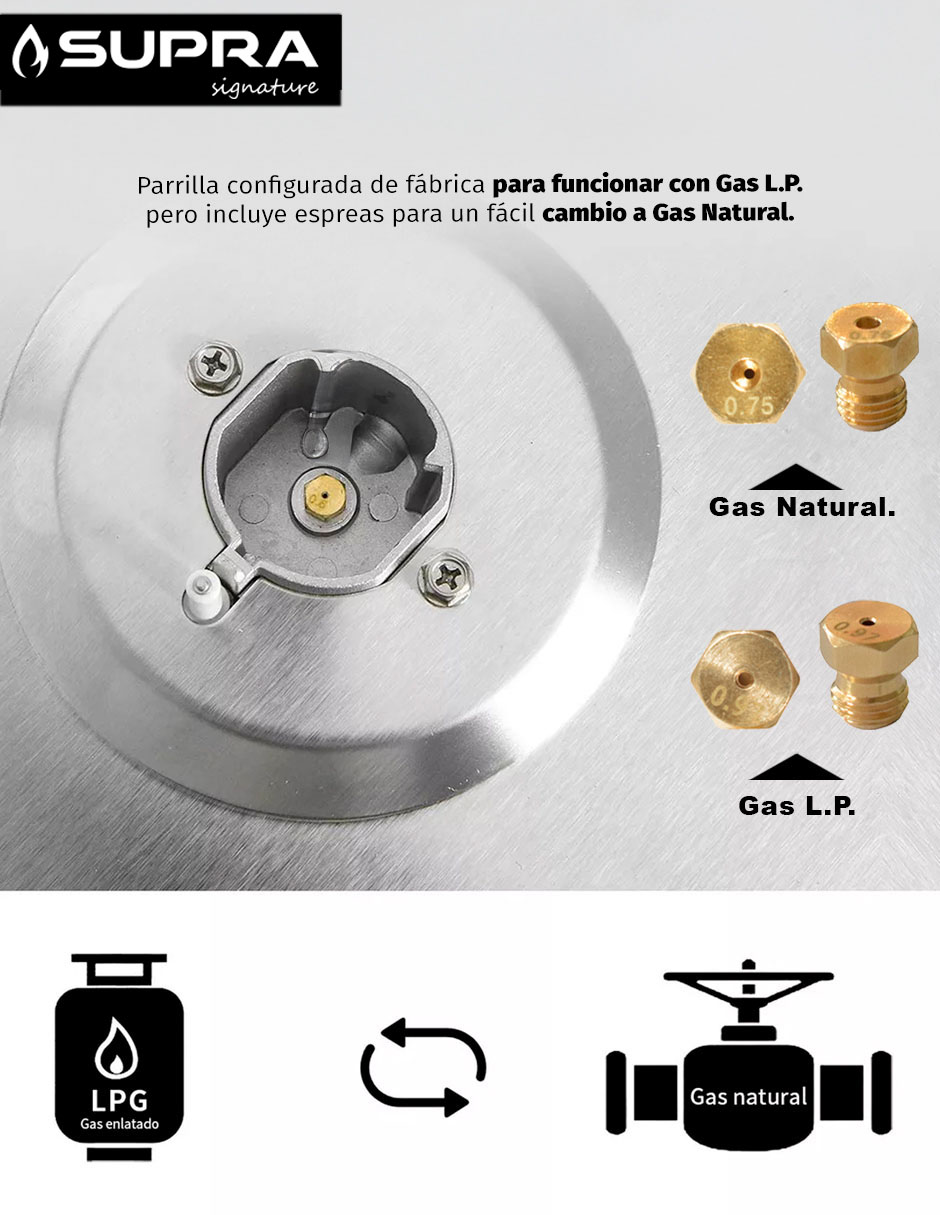 Parrilla a gas lp empotrable 5