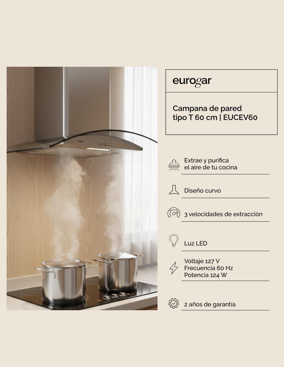 Campana de pared EUCEV60 de acero inoxidable 2