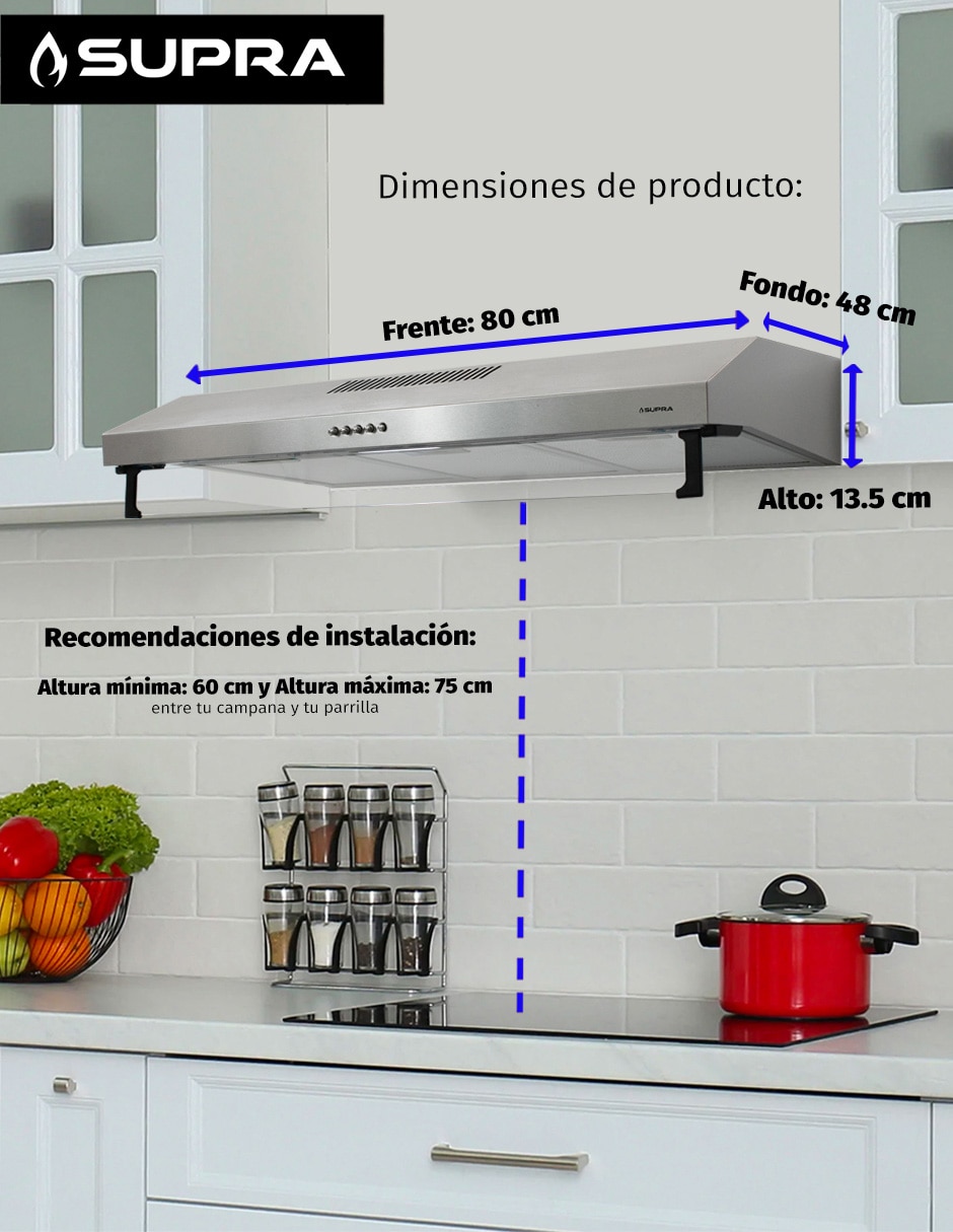Campana de pared NUBE A-80 de acero inoxidable 9