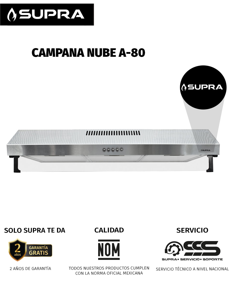 Campana de pared NUBE A-80 de acero inoxidable 6