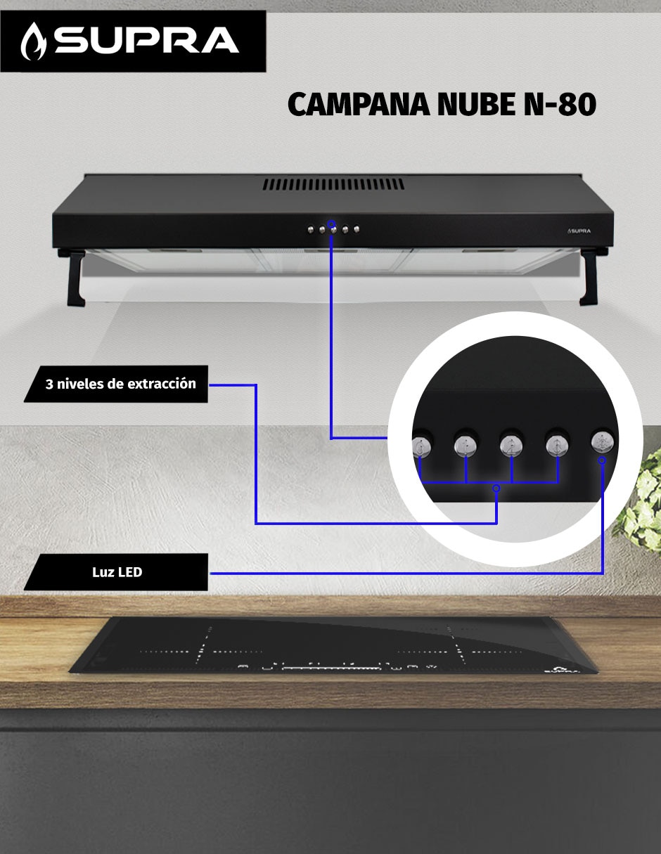 Campana de pared NUBE N-80 de acero 4