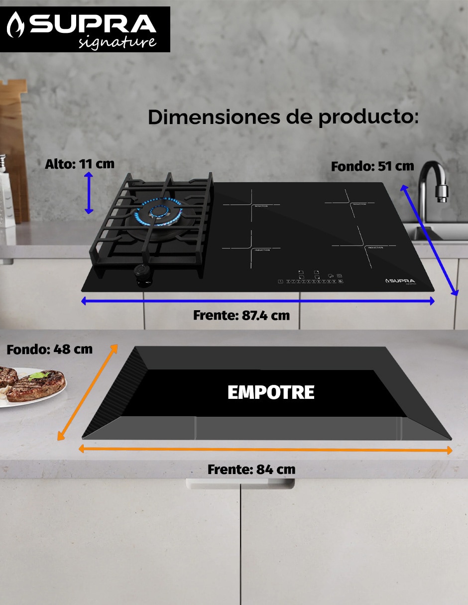 Parrilla híbrida empotrable 8